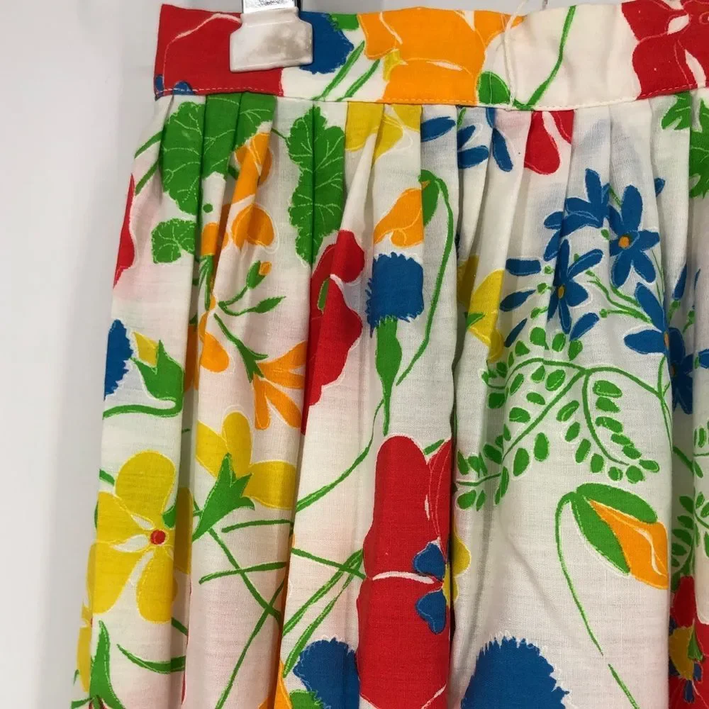70’s Vintage Adelaar Bold Multicolor Floral Full Maxi Skirt - Picture 3 of 11